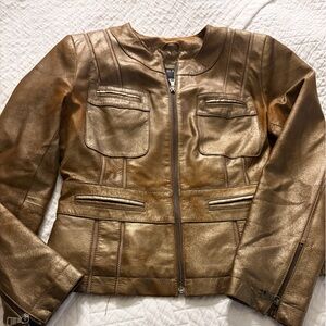 Bernardo Metallic Leather Jacket